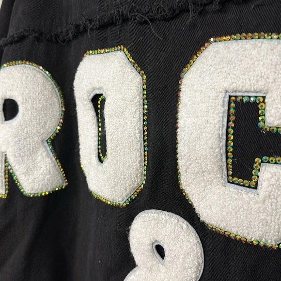 J. NNA Rock & Roll Jacket Oversized Black Denim Utility w/ Rhinestones, 1XL - Picture 4 of 7